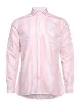 Hackett London - Cot Lin Summer Stripe - Lininiai marškiniai - Koralinė spalva