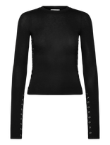 Weekday - Press Studs Long Sleeve - Marškinėliai ilgomis rankovėmis - Juoda