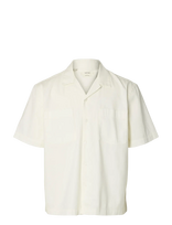Selected - Slhrlxcarlo Denim Ss Shirt Resort - Džinsiniai marškiniai - Kreminė spalva