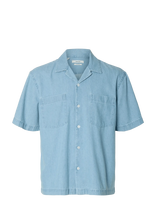 Selected - Slhrlxcarlo Denim Ss Shirt Resort - Džinsiniai marškiniai - Mėlyna