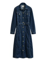 Gant - Belted Denim Midi Dress - Džinsinė suknelė - Tamsiai mėlyna