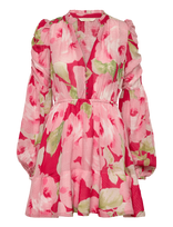 By Ti Mo - Dotted Georgette V-Neck Dress - Trumpa suknelė - Rožinė