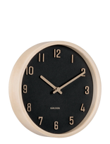 KARLSSON - Wall Clock Nervadura Small Black W. Light Wood - Sieninis laikrodis - Smėlio