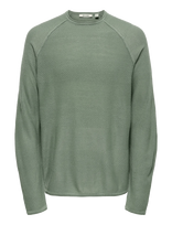 ONLY & SONS - Onsapollo Reg Ls Struc Crew Knit - Apvalios apykaklės megztinis - Žalia