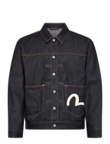 Evisu - Ht, Ecru Seagull Printed Denim Jacket - Džinsinis švarkas be pamušalo - Tamsiai mėlyna