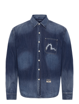 Evisu - Washed Denim Ls Shirt - Džinsiniai marškiniai - Mėlyna