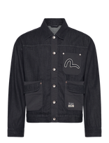 Evisu - Fabric Blocking Denim Jacket - Džinsinis švarkas be pamušalo - Tamsiai mėlyna