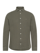Hackett London - Ess Gmd Linen Kent - Lininiai marškiniai - Chaki spalva