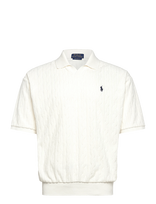 Polo Ralph Lauren - Relaxed Fit Cabled Terry Polo Shirt - Megzti polo marškinėliai trumpomis rankovėmis - Balta