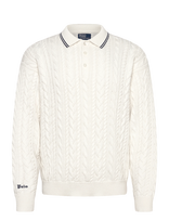 Polo Ralph Lauren - Relaxed Fit Cable Polo-Collar Sweater - Polo marškinėliai ilgomis rankovėmis - Kreminė spalva