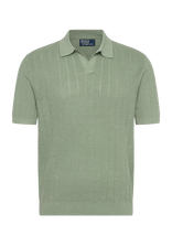 Polo Ralph Lauren - Linen Johnny-Collar Sweater - Megzti polo marškinėliai trumpomis rankovėmis - Žalia