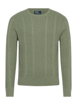 Polo Ralph Lauren - Aran-Knit Cotton-Linen Sweater - Apvalios apykaklės megztinis - Žalia
