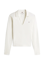 Tommy Hilfiger - Modern Cody Ls Open Polo - Marškinėliai ilgomis rankovėmis - Kreminė spalva