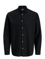 Jack & Jones - Jjebreeze Linen Blend Shirt L/S Sn - Lininiai marškiniai - Juoda