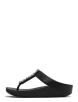 FitFlop - Fino Pearls-And-Crystal Toe-Post Sandals - Platforminės basutės - Juoda