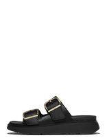 FitFlop - Gen-Ff Buckle Two-Bar Leather Slides - Platforminės basutės - Juoda