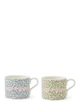 Morris & Co - Morris & Co Mug - Love Is Enough,  Thyme / Parchment & China Blue - Set Of 2 - Arbatos puodelis - Marga / raštuota