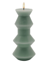 Sirius Home - Nordisk Skulptur, Sille Geometri Ø9X20,5 Cm, Sandy Green - LED žvakė - Žalia