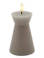Sirius Home - Nordisk Skulptur, Sille Kegle Ø6,5X10 Cm, Warm Gray - LED žvakė - Pilka