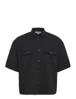 Weekday - Boxy Short-Sleeved Cotton Shirt - Marškiniai trumpomis rankovėmis - Juoda