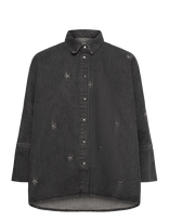 ONLY - Onlgrace 3/4 Flower Emb Dnm Shirt Cro - Džinsiniai marškiniai - Juoda