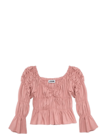 Laagam - Sadie Pink Linen Ruched Blouse - Marškinėliai ilgomis rankovėmis - Rožinė