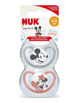 NUK - Space Pacifier Mickey Red/Grey, Size 0-6 Months - Čiulptukas - Pilka