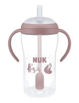 NUK - Perfect Match Learner Bottle Straw 260 Ml, Bear - Gertuvė - Rožinė