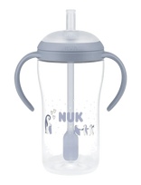 NUK - Perfect Match Learner Bottle Straw 260 Ml, Penguin - Gertuvė - Mėlyna
