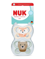 NUK - Perfect Match Air Fox/Bear, Size 0-2 Months - Čiulptukas - Marga / raštuota
