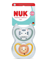 NUK - Perfect Match Air Zebra/Lion, Size 6-18 Months - Čiulptukas - Mėlyna