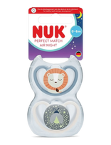 NUK - Perfect Match Air Night Lion, Size 0-6 Months - Čiulptukas - Marga / raštuota