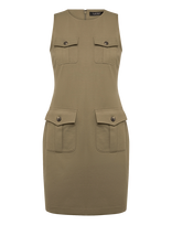 Lauren Ralph Lauren - Ponte Sleeveless Sheath Dress - Trumpa suknelė - Chaki spalva