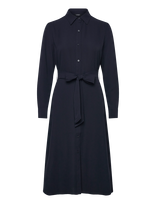 Lauren Ralph Lauren - Belted Double-Faced Georgette Shirtdress - Iki kelių ir midi suknelės - Tamsiai mėlyna