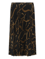 Lauren Ralph Lauren - Belting-Print Pleated Crepe Skirt - Iki kelių ir midi sijonai - Juoda