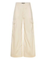 Lauren Ralph Lauren - Pleated Cotton Twill Wide-Leg Cargo Pant - Plačios kelnės - Kreminė spalva