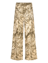 Lauren Ralph Lauren - Palm-Frond-Print Linen Wide-Leg Pant - Lininės kelnės - Chaki spalva