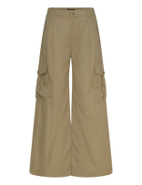 Lauren Ralph Lauren - Pleated Cotton Twill Wide-Leg Cargo Pant - Plačios kelnės - Chaki spalva