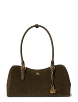 Lauren Ralph Lauren - Suede Large Marcy Zip Satchel - Rankinė - Chaki spalva