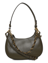 Lauren Ralph Lauren - Leather Medium Marcy Zip Shoulder Bag - Rankinė - Chaki spalva