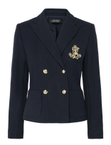 Lauren Ralph Lauren - Double-Breasted Stretch Piqué Blazer - Dvieiliai švarkai - Tamsiai mėlyna