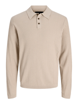 Jack & Jones - Jprblakai Knit Polo Ls Styd Ss26 - Polo marškinėliai ilgomis rankovėmis - Kreminė spalva