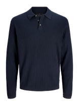 Jack & Jones - Jprblakai Knit Polo Ls Styd Ss26 - Polo marškinėliai ilgomis rankovėmis - Tamsiai mėlyna