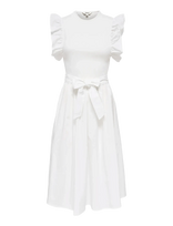 ONLY - Onlavalora S/L Long Belt Dress Wvn Ex - Iki kelių ir midi suknelės - Balta