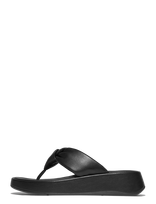 FitFlop - F-Mode Knot Soft-Leather Flatform Toe-Post Sandals - Platforminės basutės - Juoda