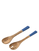 J-Line - S/2 Salad Server Mang Wd Bl/Na - Salotų serviravimo indas - Mėlyna