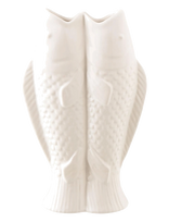 J-Line - Vase 2 Fish Stoneware White - Figūros ir skulptūros - Balta