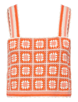 Maje - Square Neck Sleeveless Crochet Tank Top - Marškinėliai be rankovių - Oranžinė