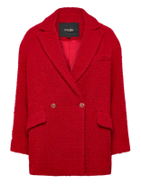 Maje - Fancy Red Tweed Coat - Vilnonis paltas - Raudona