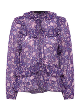 Maje - Dahlia Printed Viscose Top - Marškinėliai ilgomis rankovėmis - Violetinė
